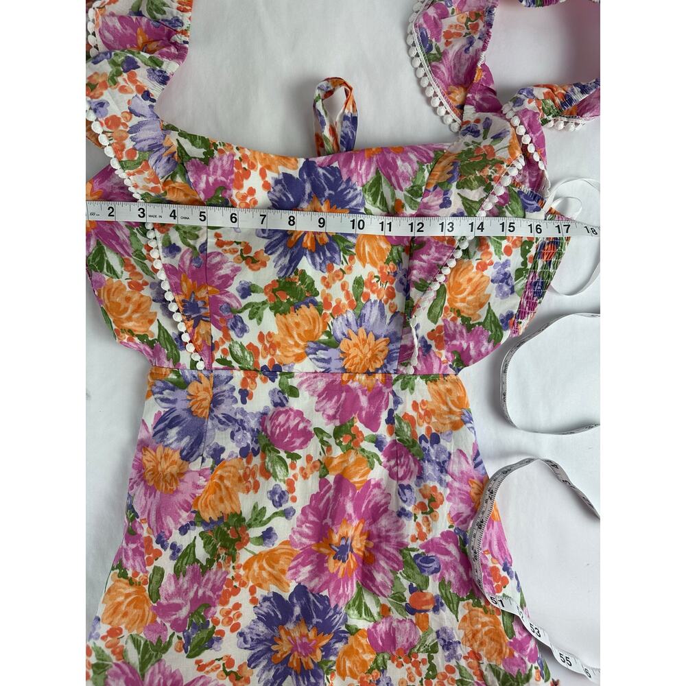 Hello Molly Floral Ruffle Mini Dress Backless Coquette Festival Boho Size 8 - Picture 14 of 16